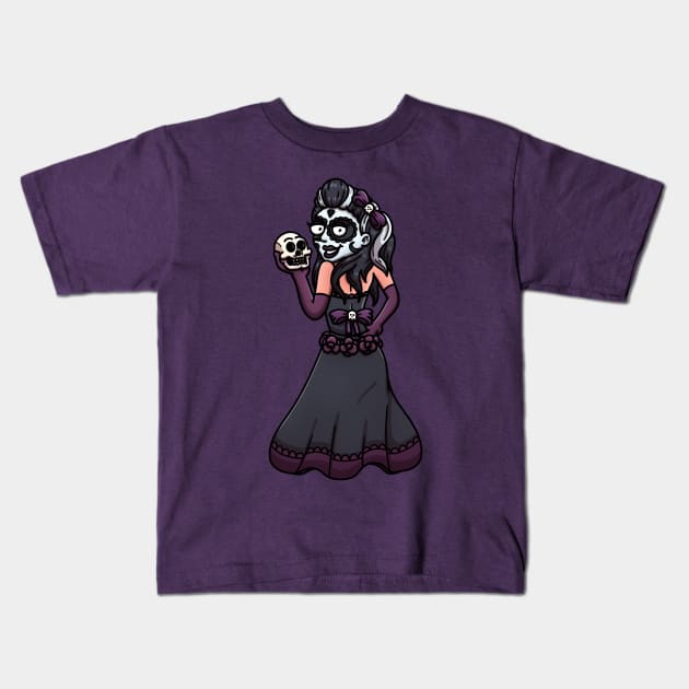 Sugar Skull Girl Kids T-Shirt by TheMaskedTooner